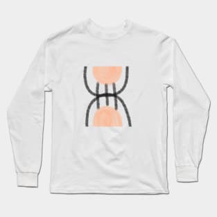 pink peach black line abstract design Long Sleeve T-Shirt